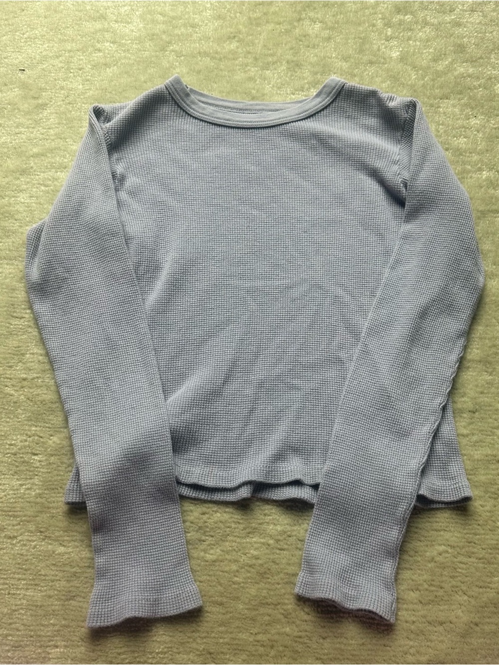Brandy Melville Tori Thermal Top - Light Blue Waffle-Knit